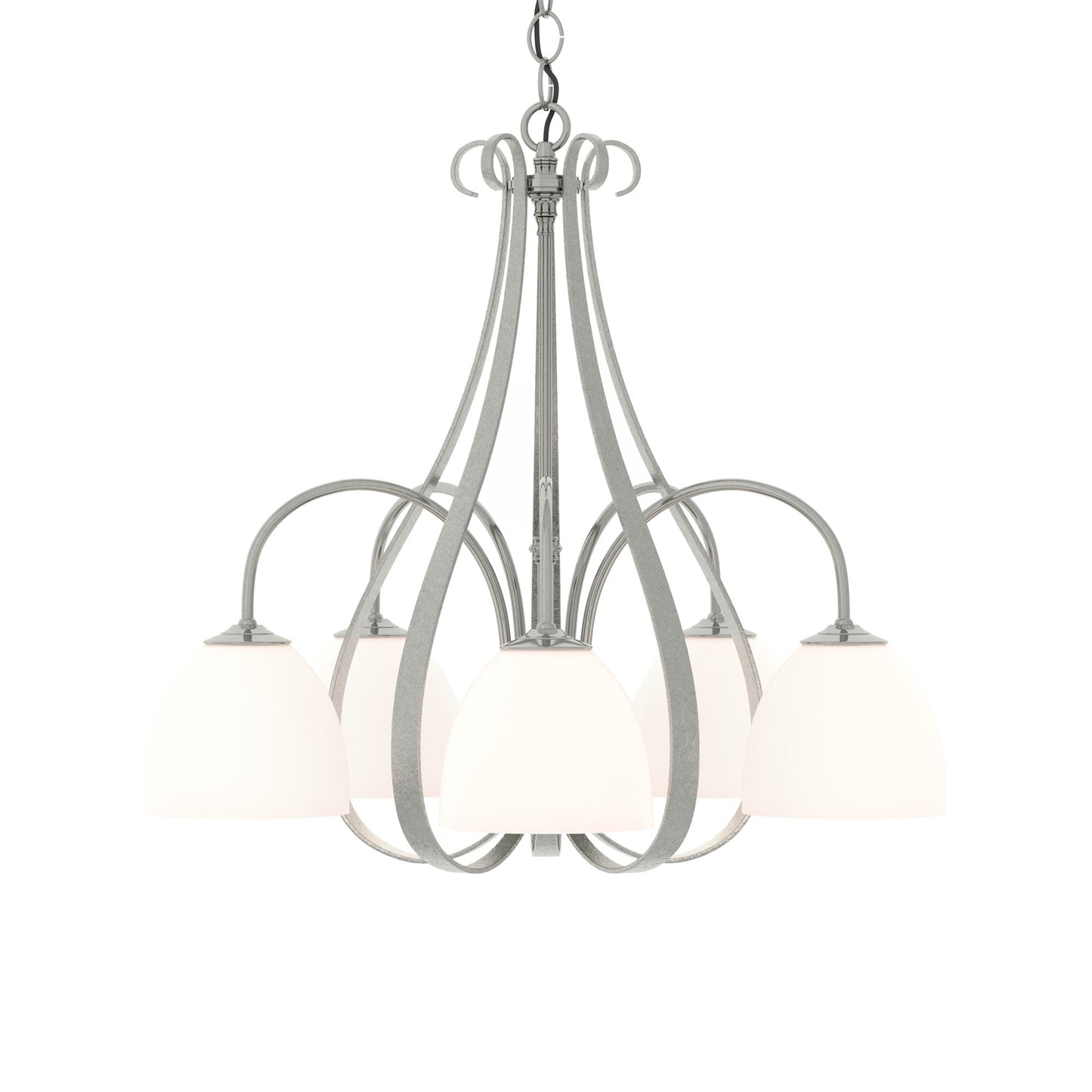 Sweeping Taper Chandelier in Sterling/Opal Glass (5-Light).