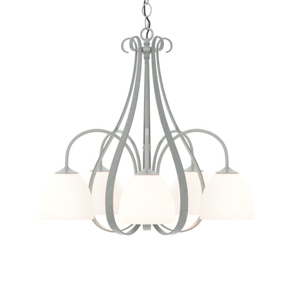 Sweeping Taper Chandelier in Vintage Platinum/Opal Glass (5-Light).