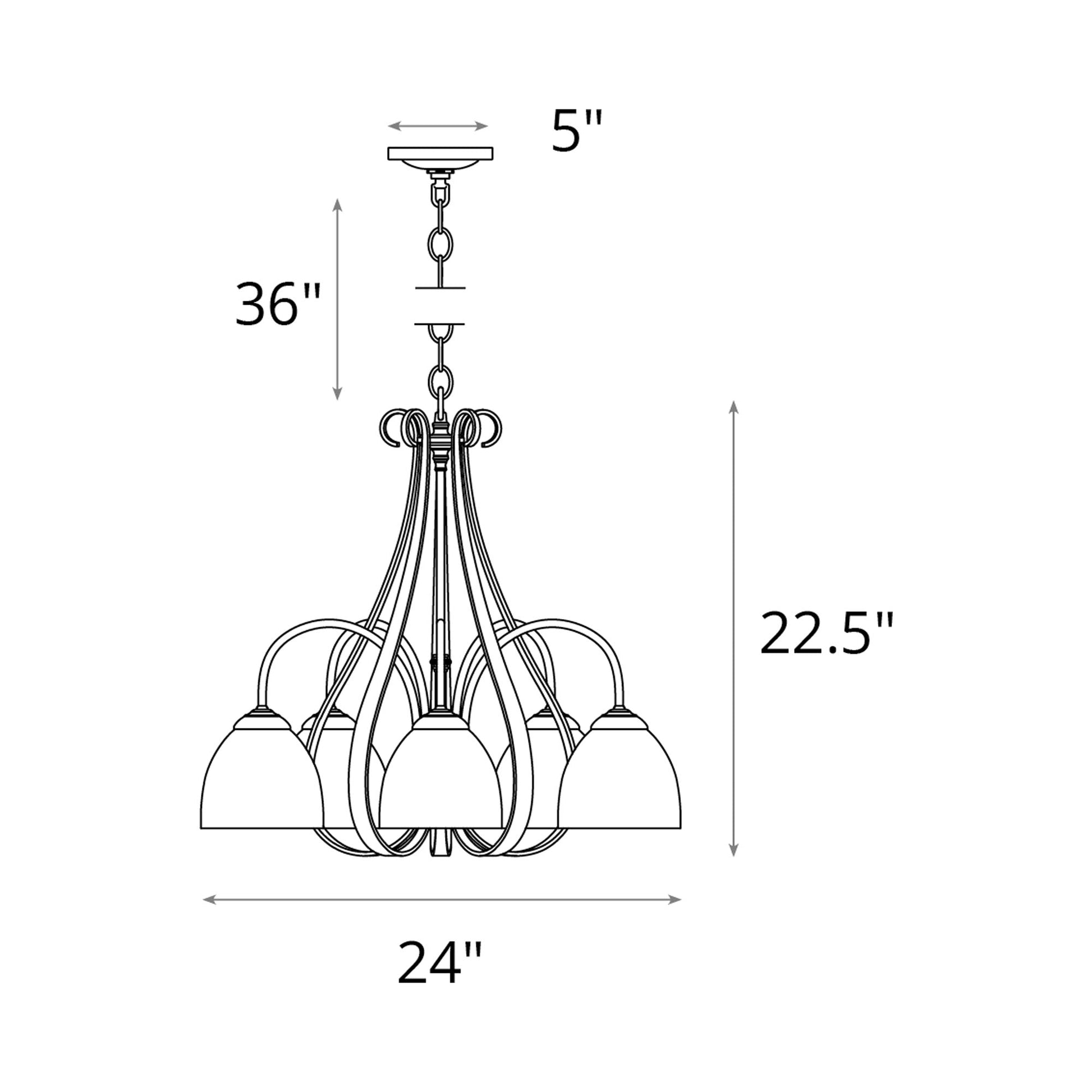 Sweeping Taper Chandelier - line drawing.