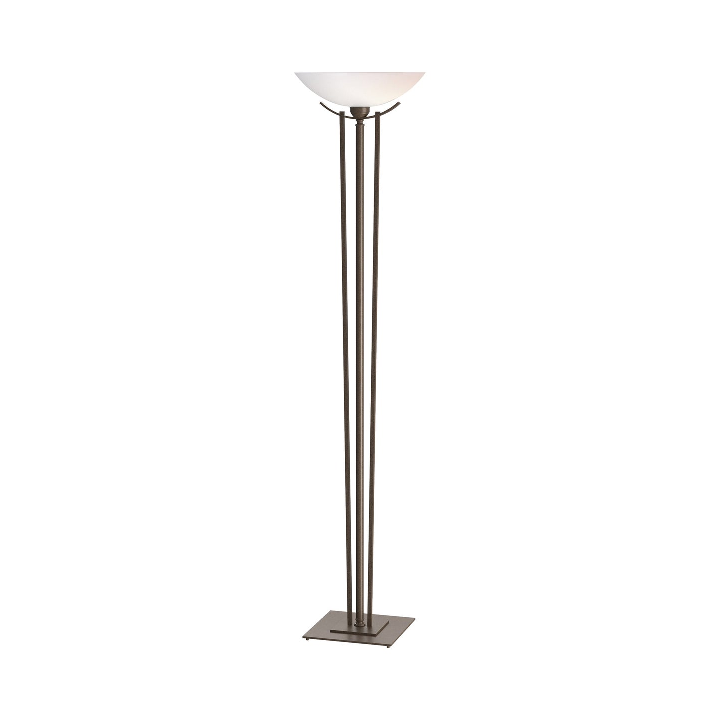 Taper Torchiere Floor Lamp in Bronze/Opal Glass.