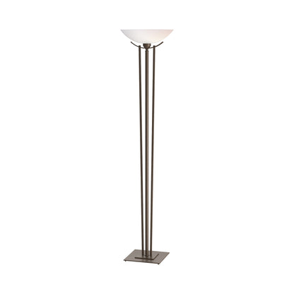 Taper Torchiere Floor Lamp in Bronze/Opal Glass.