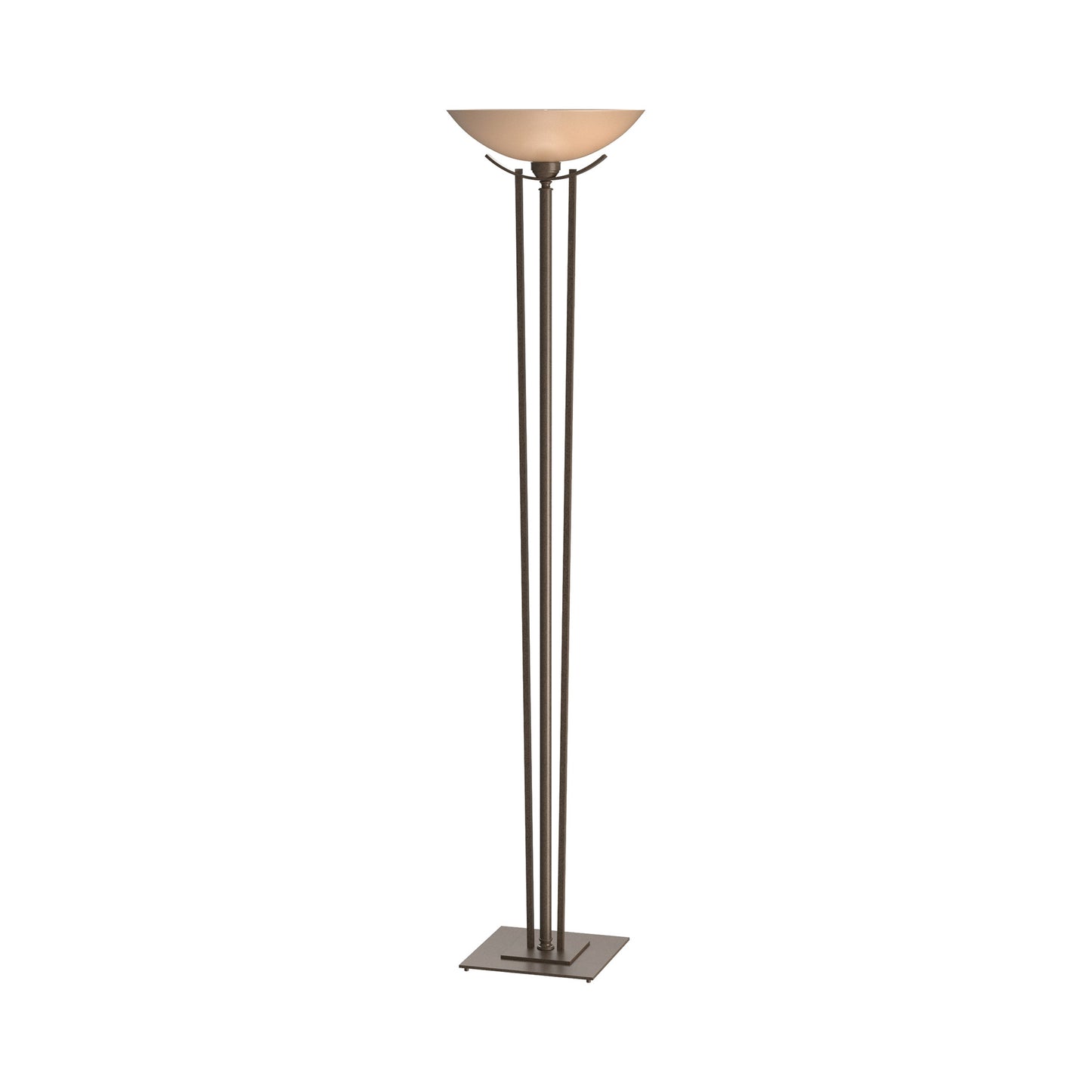 Taper Torchiere Floor Lamp in Bronze/Sand Glass.