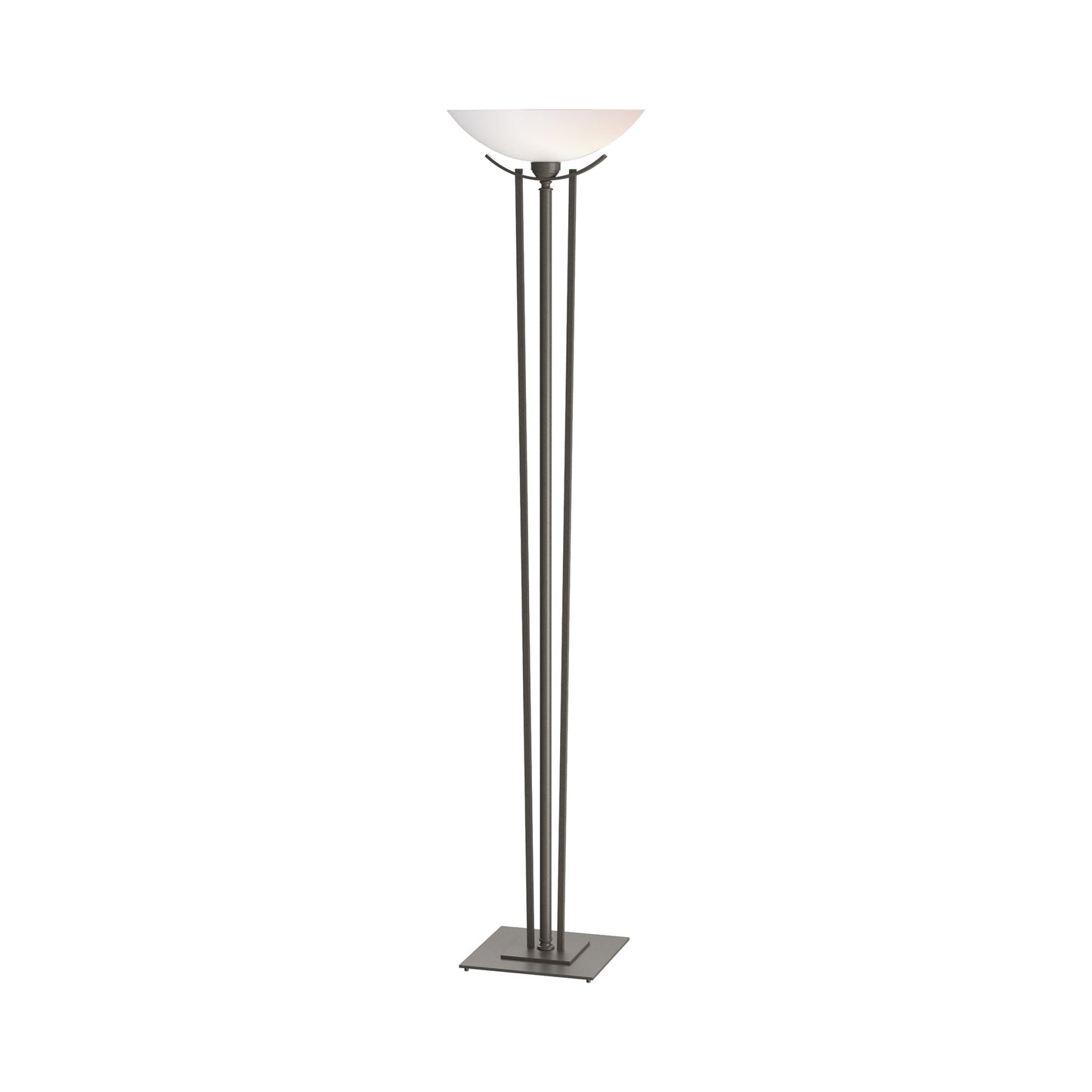 Taper Torchiere Floor Lamp in Dark Smoke/Opal Glass.