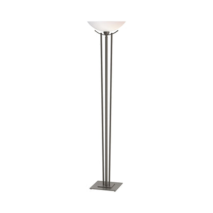 Taper Torchiere Floor Lamp in Dark Smoke/Opal Glass.