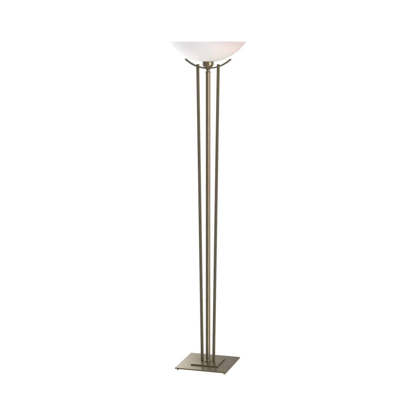 Taper Torchiere Floor Lamp in Soft Gold/Opal Glass.