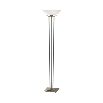 Taper Torchiere Floor Lamp in Soft Gold/Opal Glass.