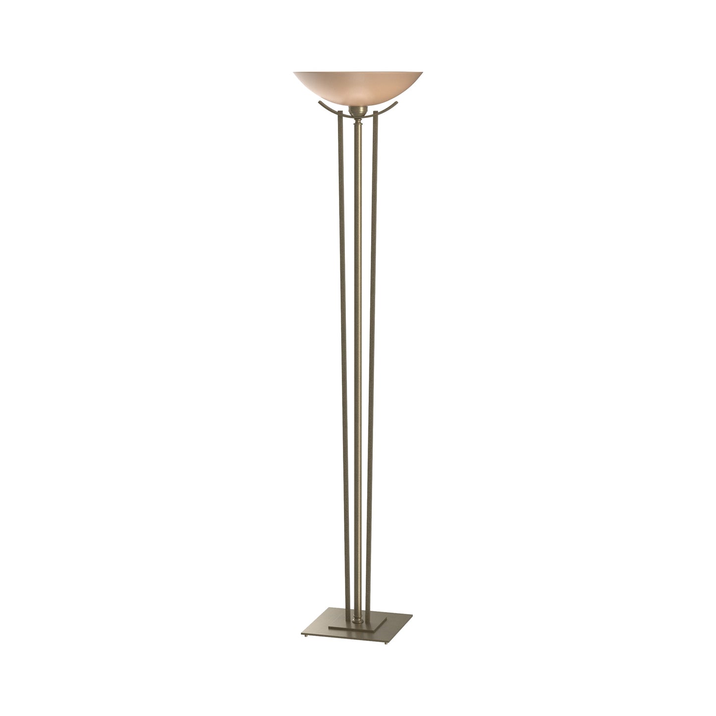 Taper Torchiere Floor Lamp in Soft Gold/Sand Glass.