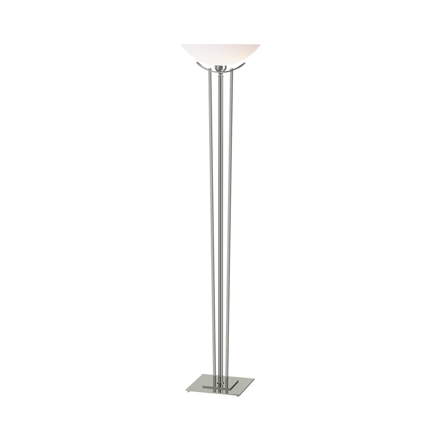 Taper Torchiere Floor Lamp in Sterling/Opal Glass.