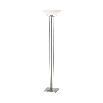 Taper Torchiere Floor Lamp in Sterling/Opal Glass.