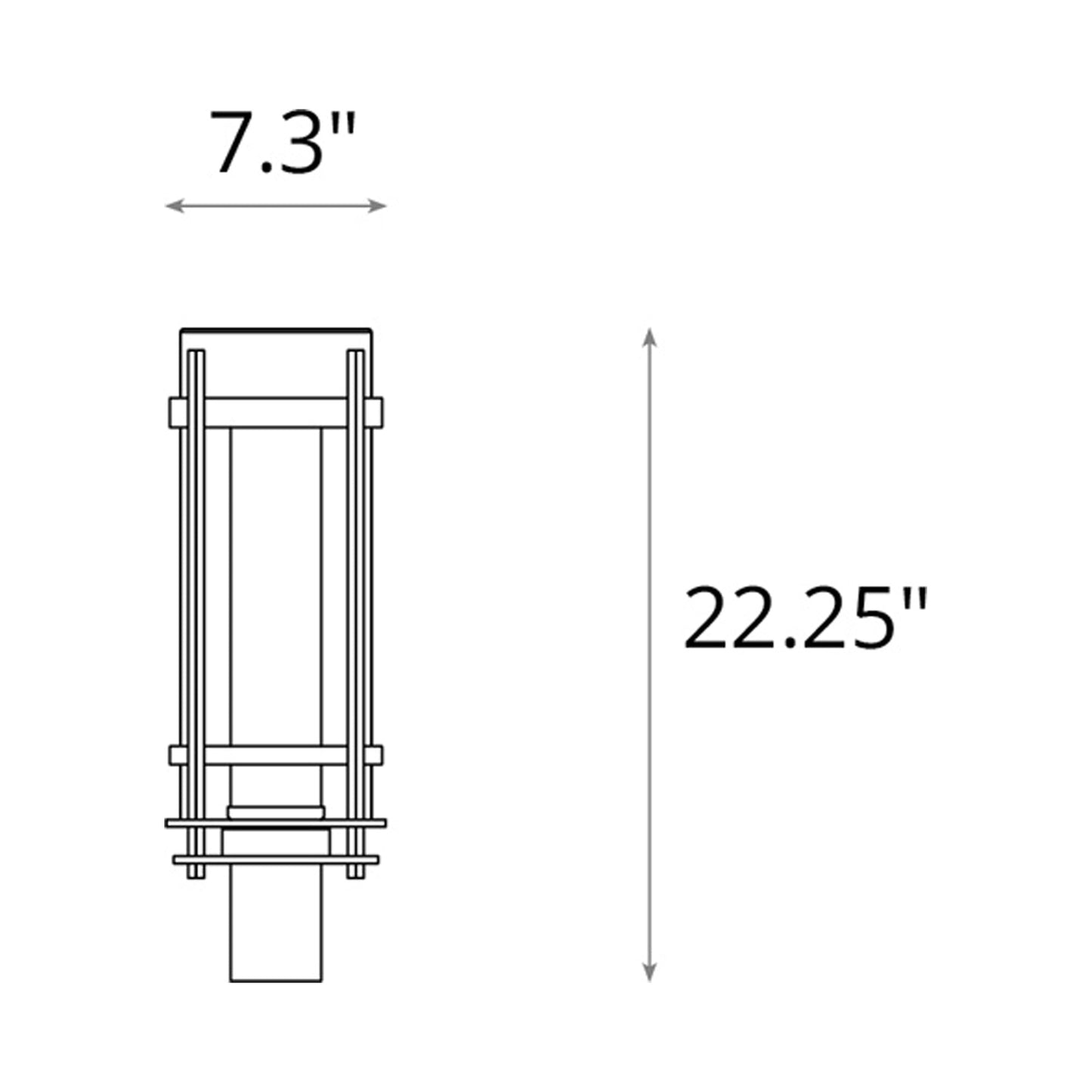 Torch Outdoor Post Light - line drawing.