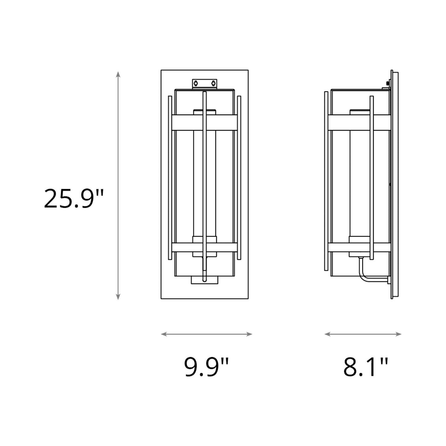 Torch Outdoor Wall Light - line drawing.