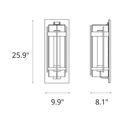 Torch Outdoor Wall Light - line drawing.