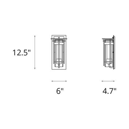 Torch Outdoor Wall Light with Top Plate - line drawing.