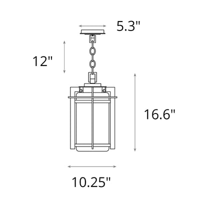 Tourou Outdoor Pendant Light - line drawing.