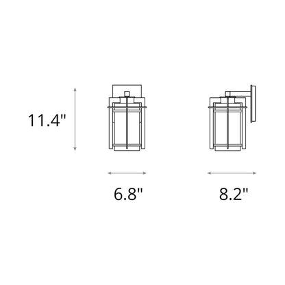 Tourou Outdoor Wall Light - line drawing.