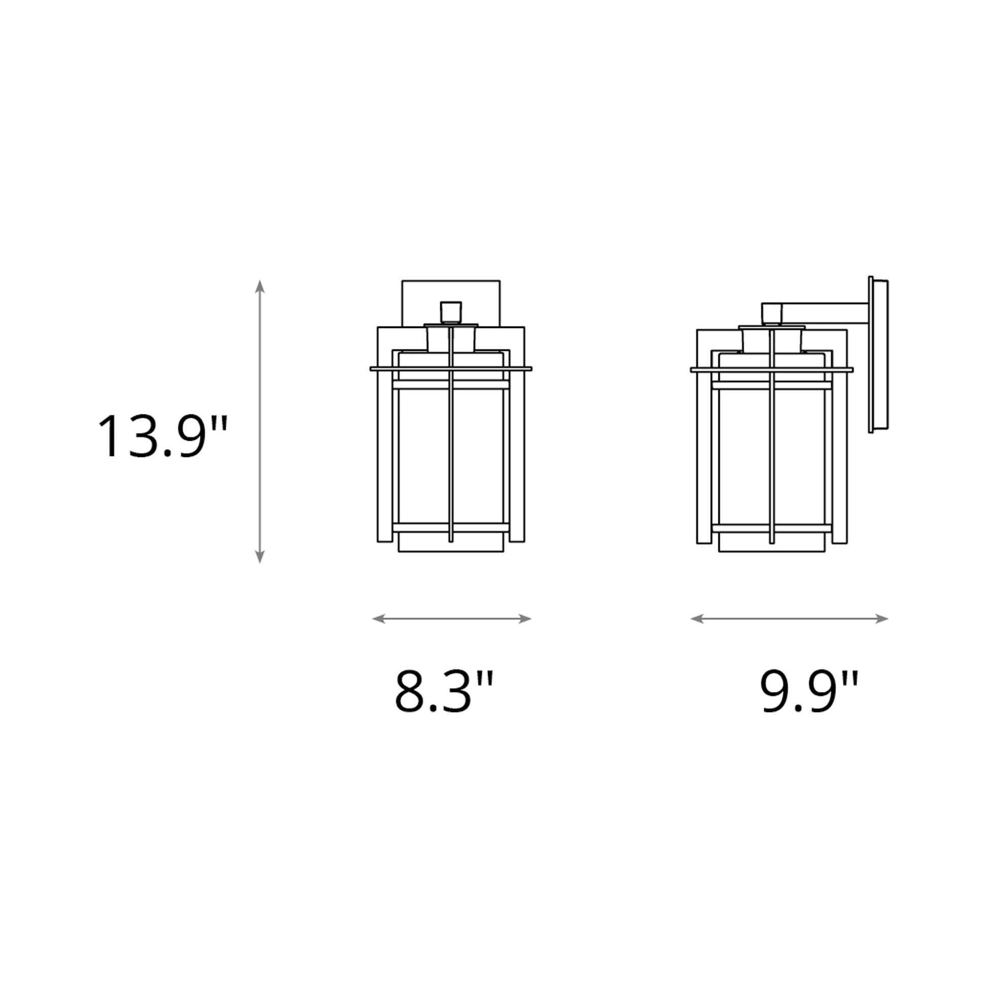 Tourou Outdoor Wall Light - line drawing.