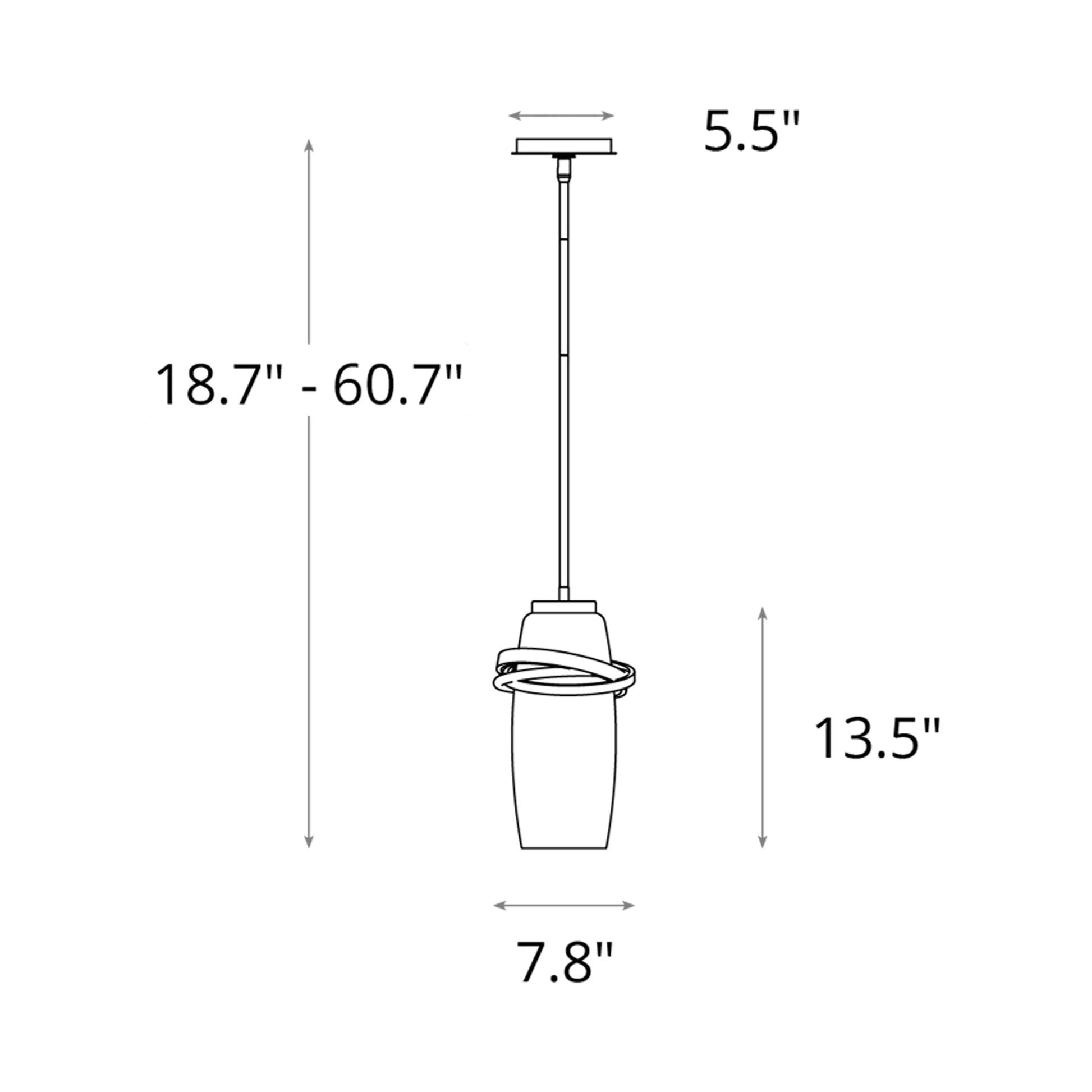 Trilogy Mini Pendant Light - line drawing.