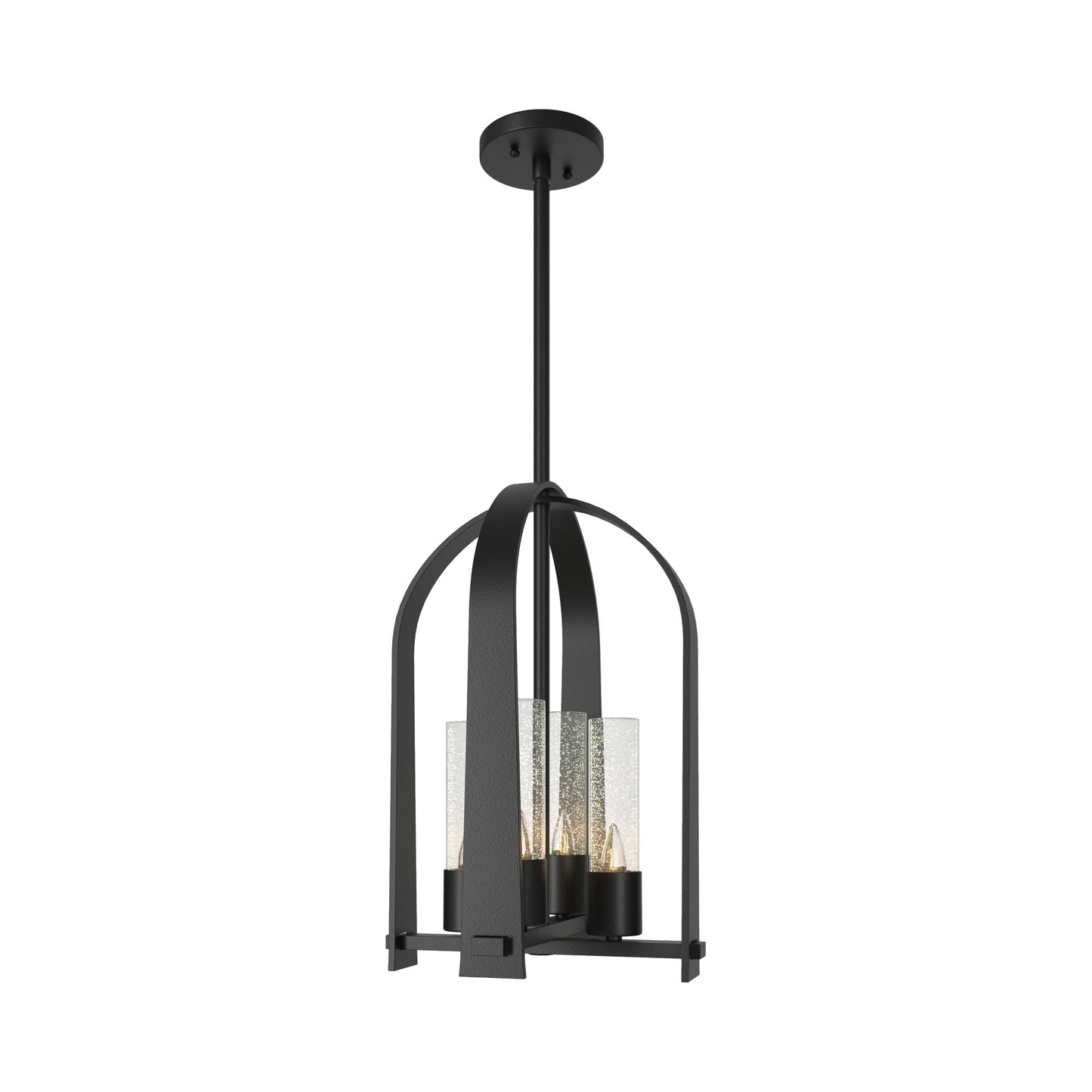 Triomphe Outdoor Pendant Light in Coastal Black/Seeded Clear Glass.