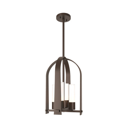 Triomphe Outdoor Pendant Light in Coastal Bronze/Opal Glass.