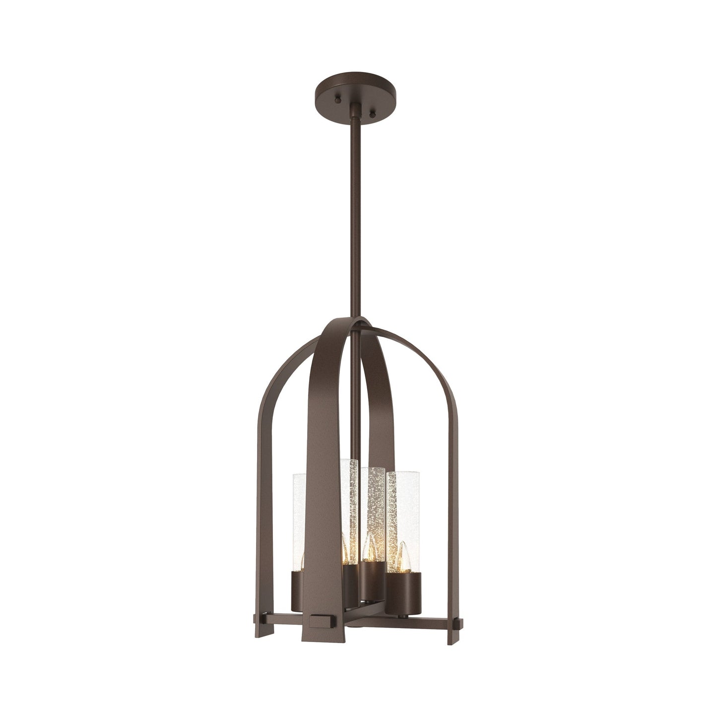Triomphe Outdoor Pendant Light in Coastal Bronze/Seeded Clear Glass.