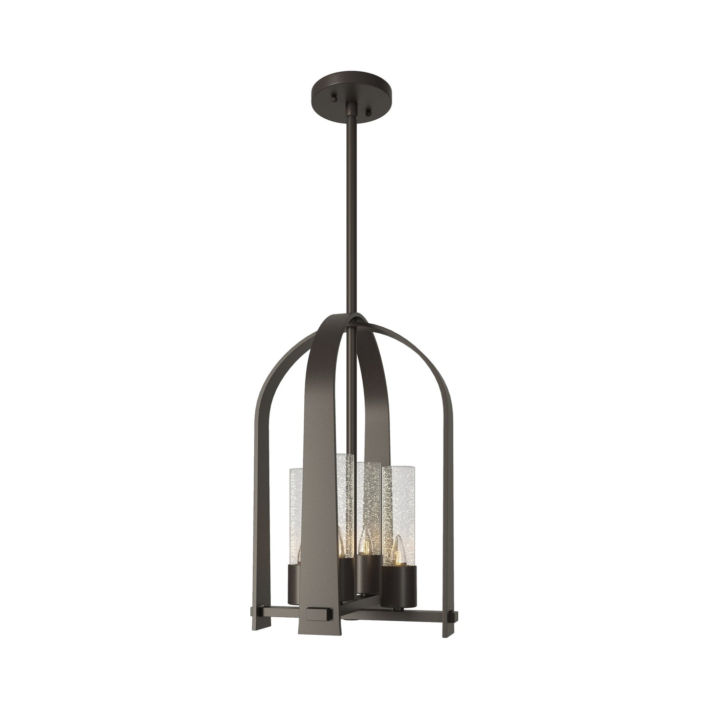 Triomphe Outdoor Pendant Light in Coastal Dark Smoke/Seeded Clear Glass.