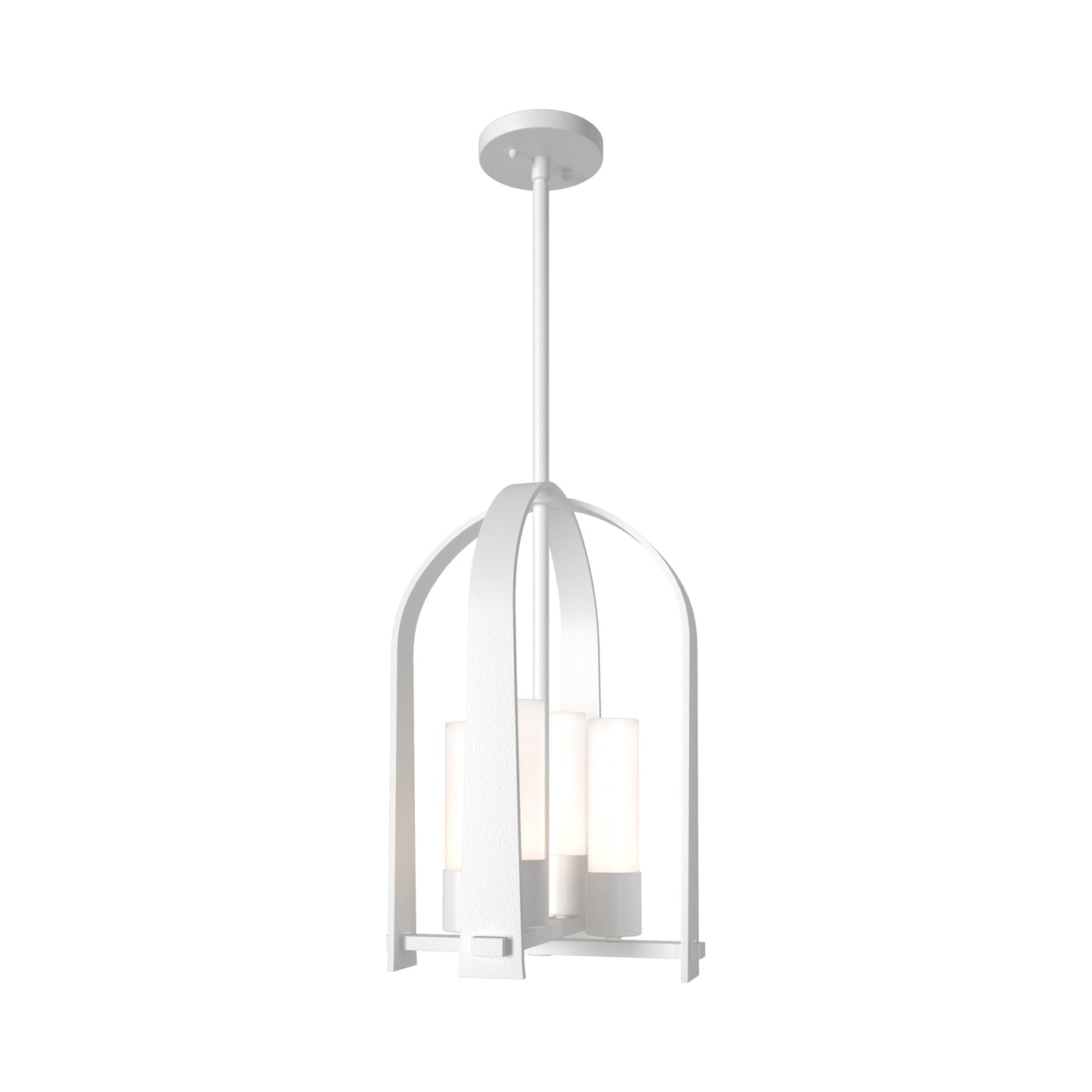 Triomphe Outdoor Pendant Light in Coastal White/Opal Glass.