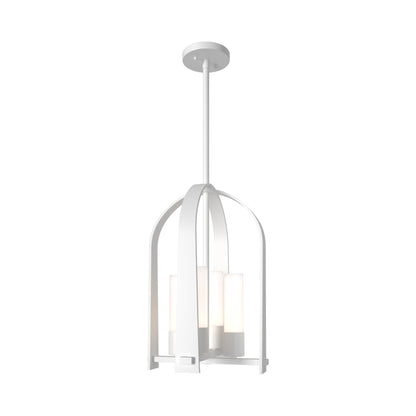 Triomphe Outdoor Pendant Light in Coastal White/Opal Glass.