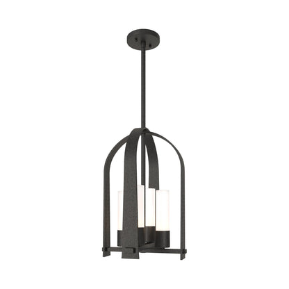 Triomphe Outdoor Pendant Light in Natural Iron/Opal Glass.