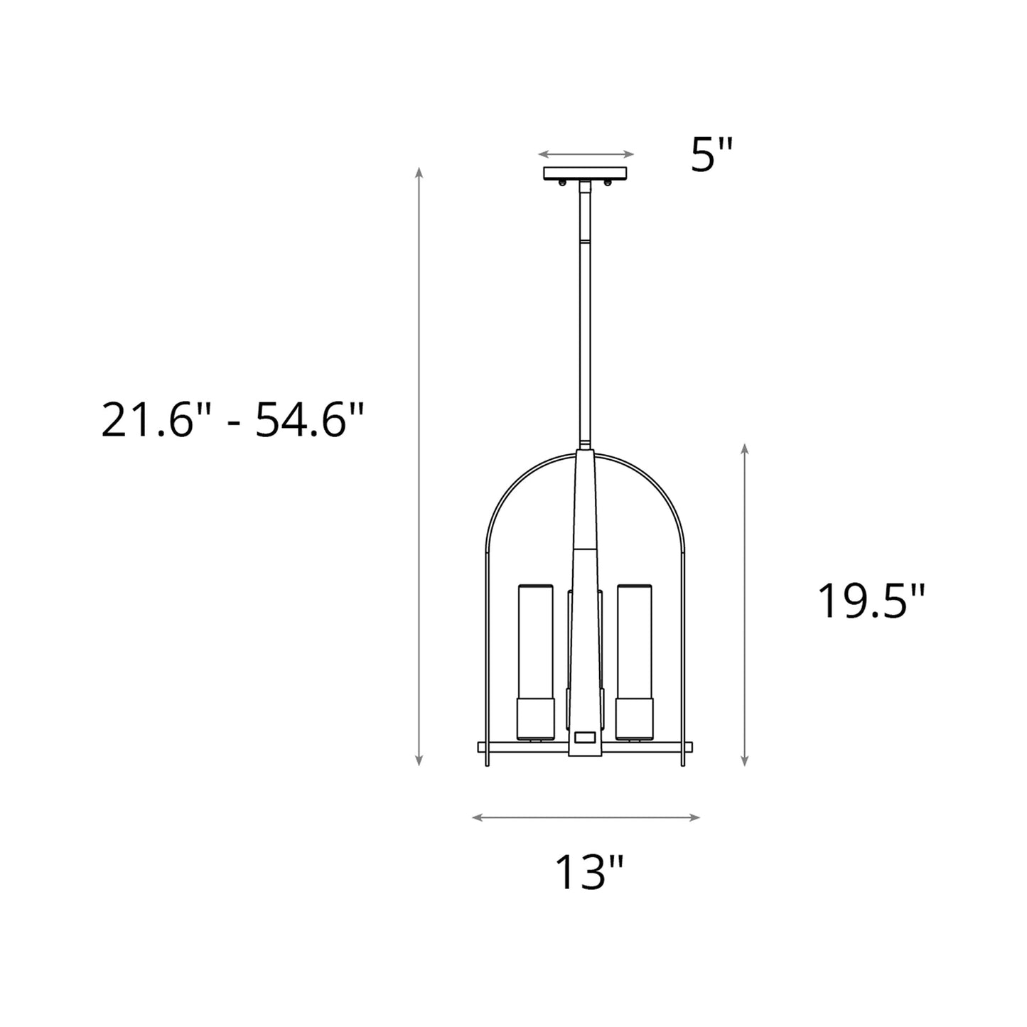 Triomphe Outdoor Pendant Light - line drawing.