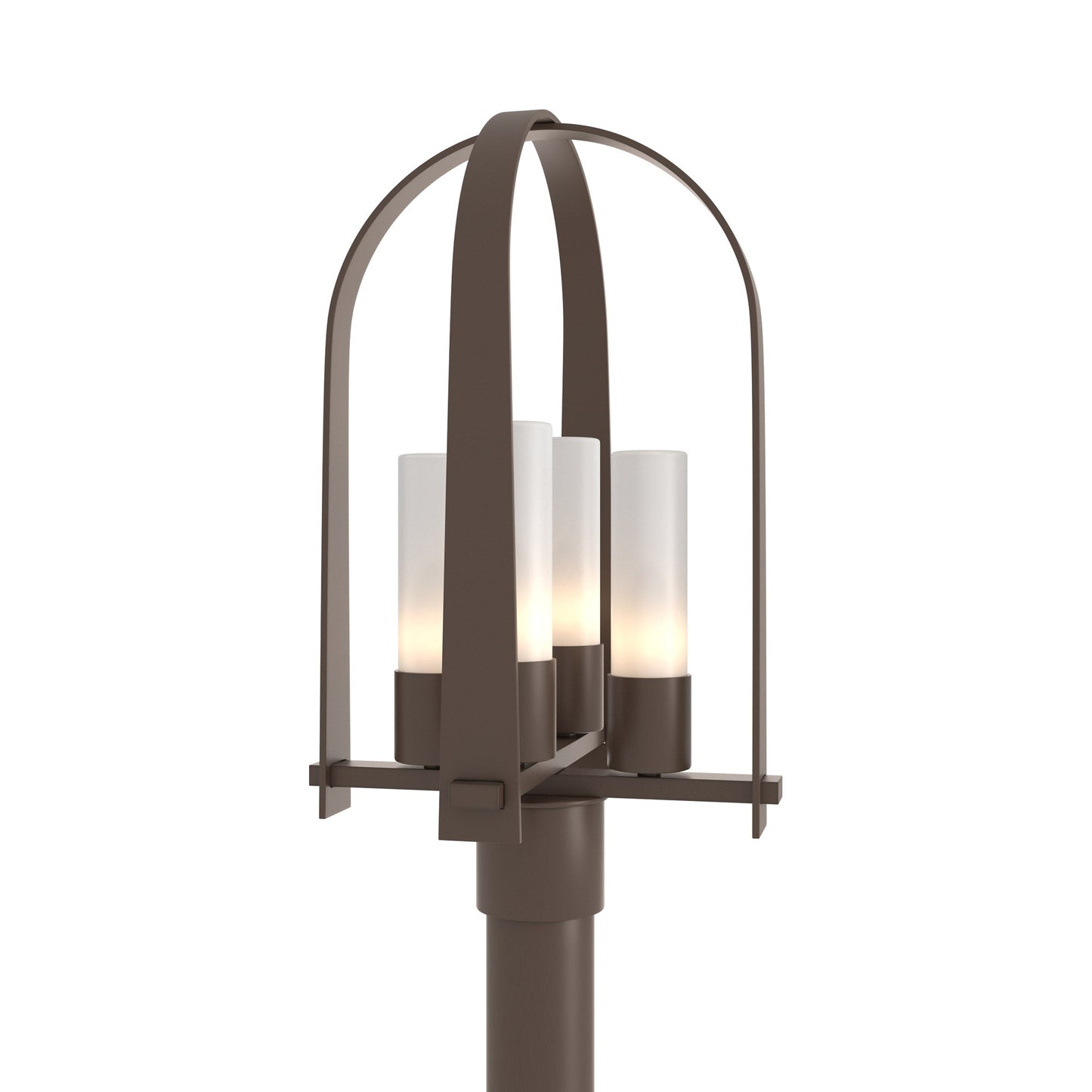 Triomphe Outdoor Post Light in Coastal Bronze/Opal Glass.