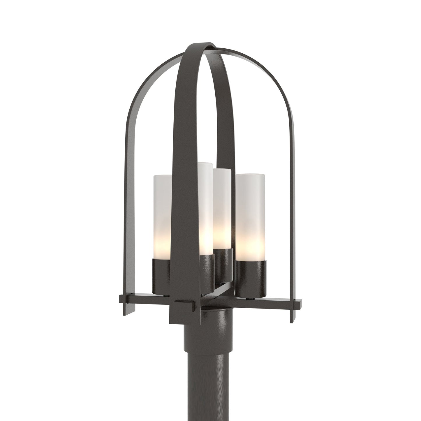 Triomphe Outdoor Post Light in Oil Rubbed Bronze/Opal Glass.