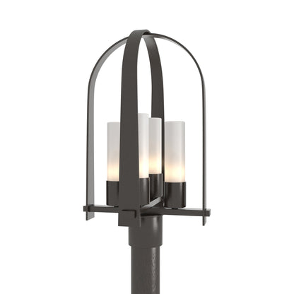 Triomphe Outdoor Post Light in Oil Rubbed Bronze/Opal Glass.
