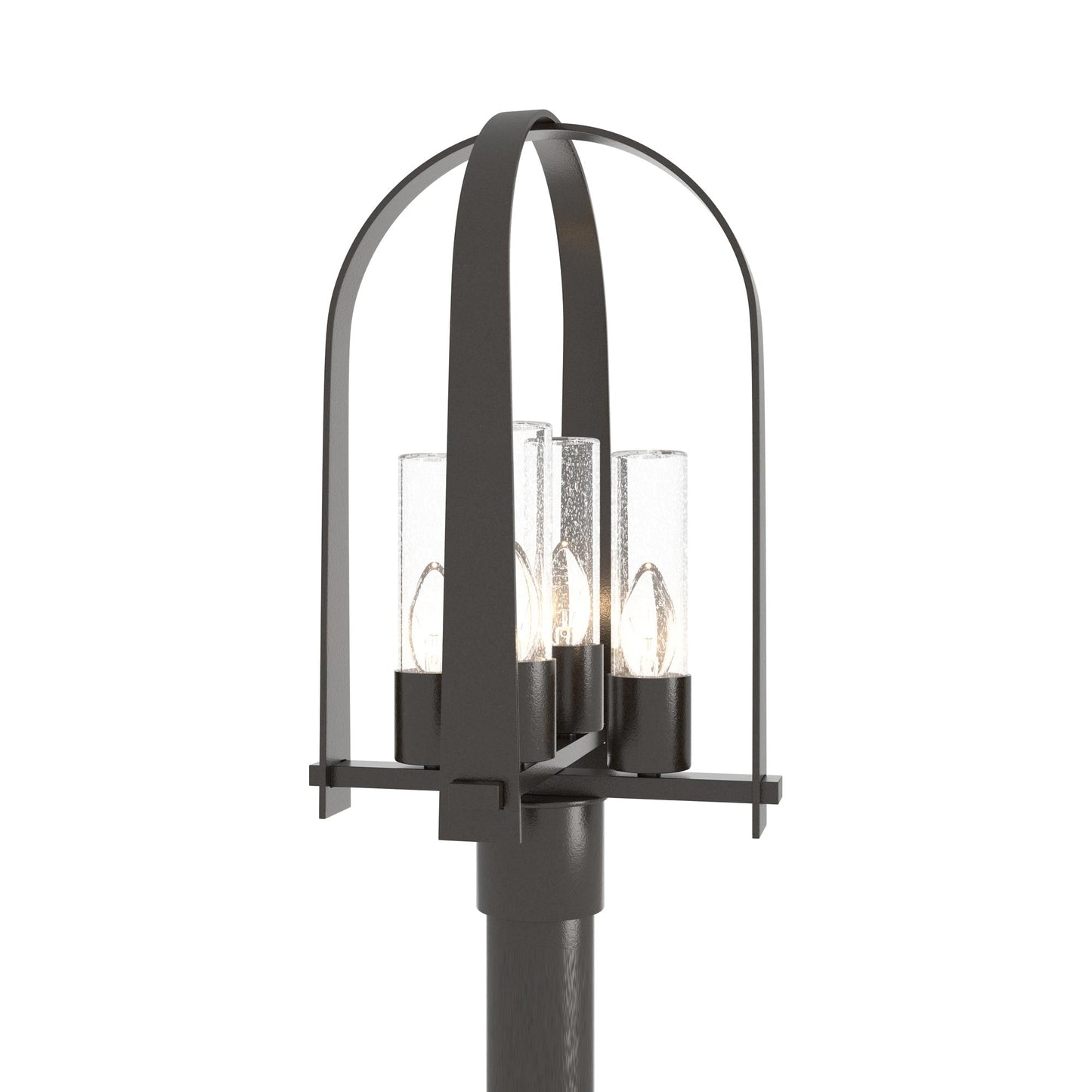 Triomphe Outdoor Post Light in Oil Rubbed Bronze/Seeded Clear Glass.