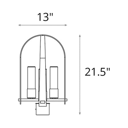 Triomphe Outdoor Post Light - line drawing.