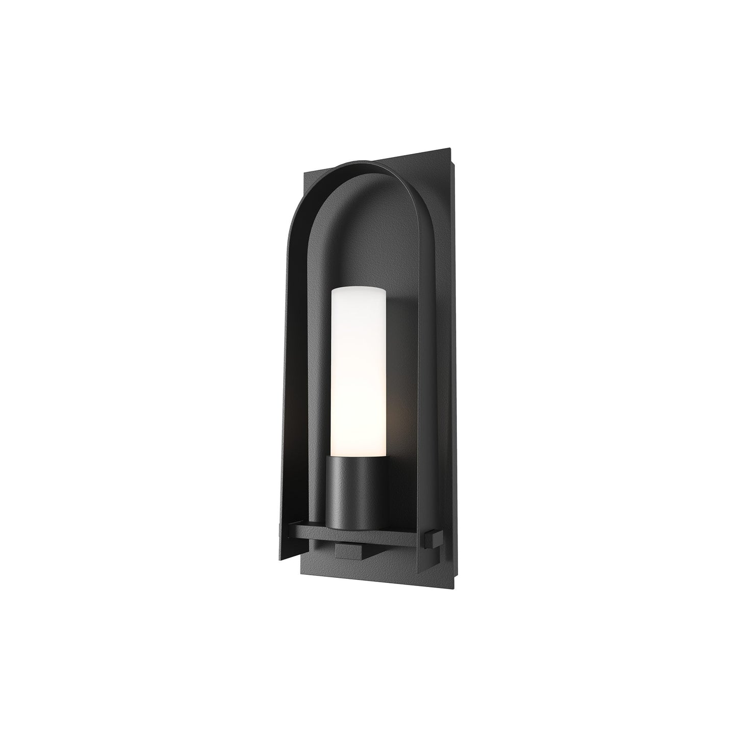 Triomphe Outdoor Wall Light in Coastal Black/Opal Glass (16-Inch).