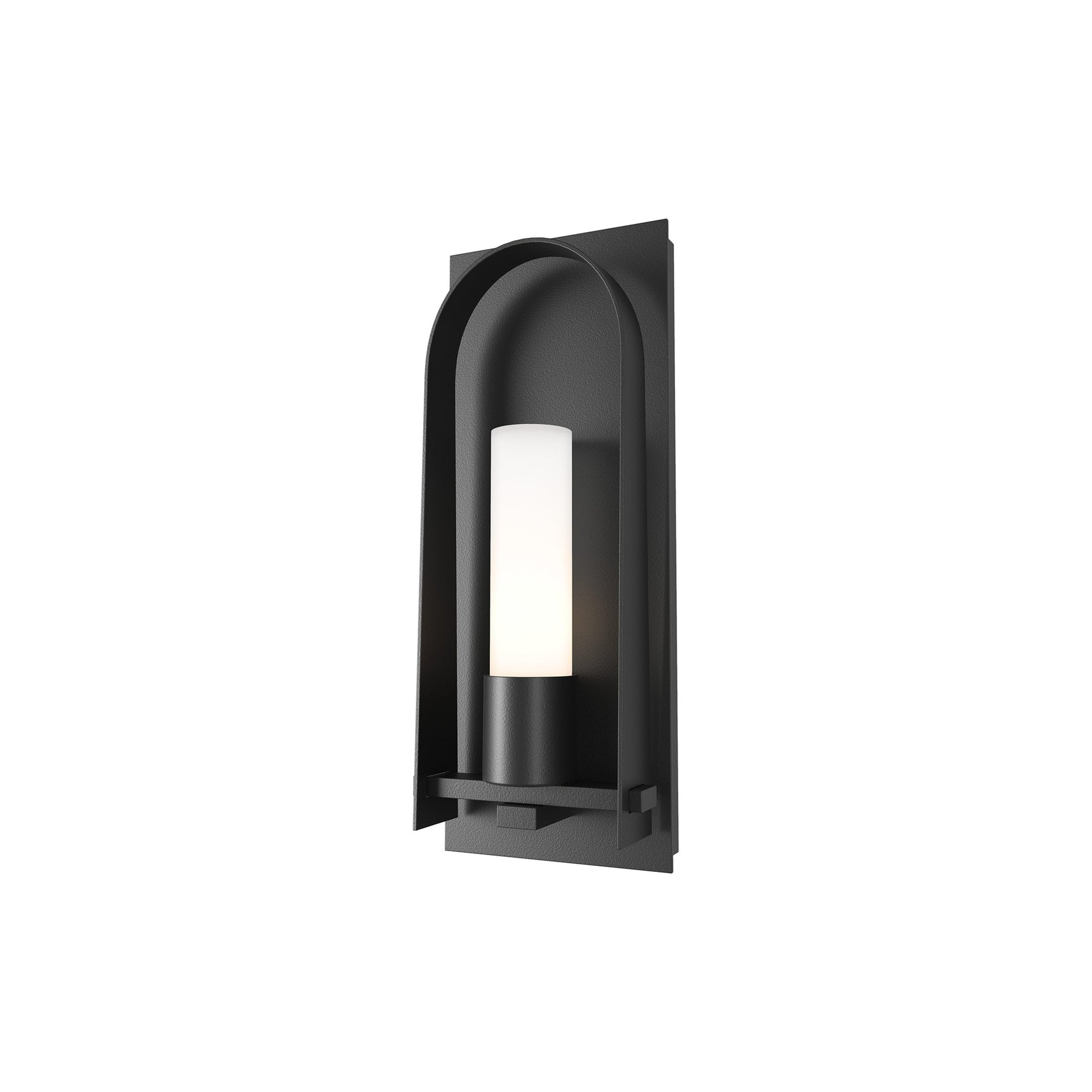 Triomphe Outdoor Wall Light in Coastal Black/Opal Glass (16-Inch).