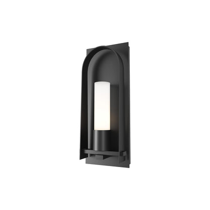 Triomphe Outdoor Wall Light in Coastal Black/Opal Glass (16-Inch).