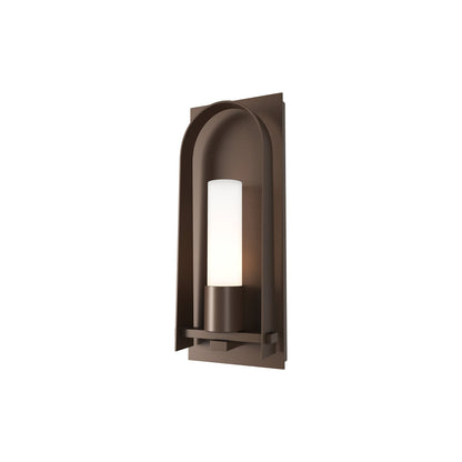 Triomphe Outdoor Wall Light in Coastal Bronze/Opal Glass (16-Inch).