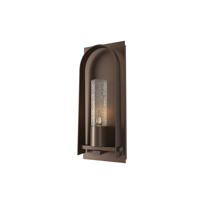 Triomphe Outdoor Wall Light in Coastal Bronze/Seeded Clear Glass (16-Inch).