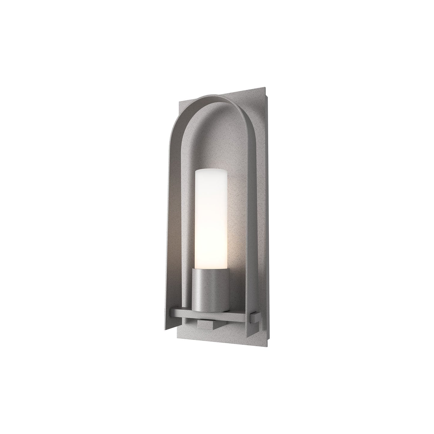 Triomphe Outdoor Wall Light in Coastal Burnished Steel/Opal Glass (16-Inch).