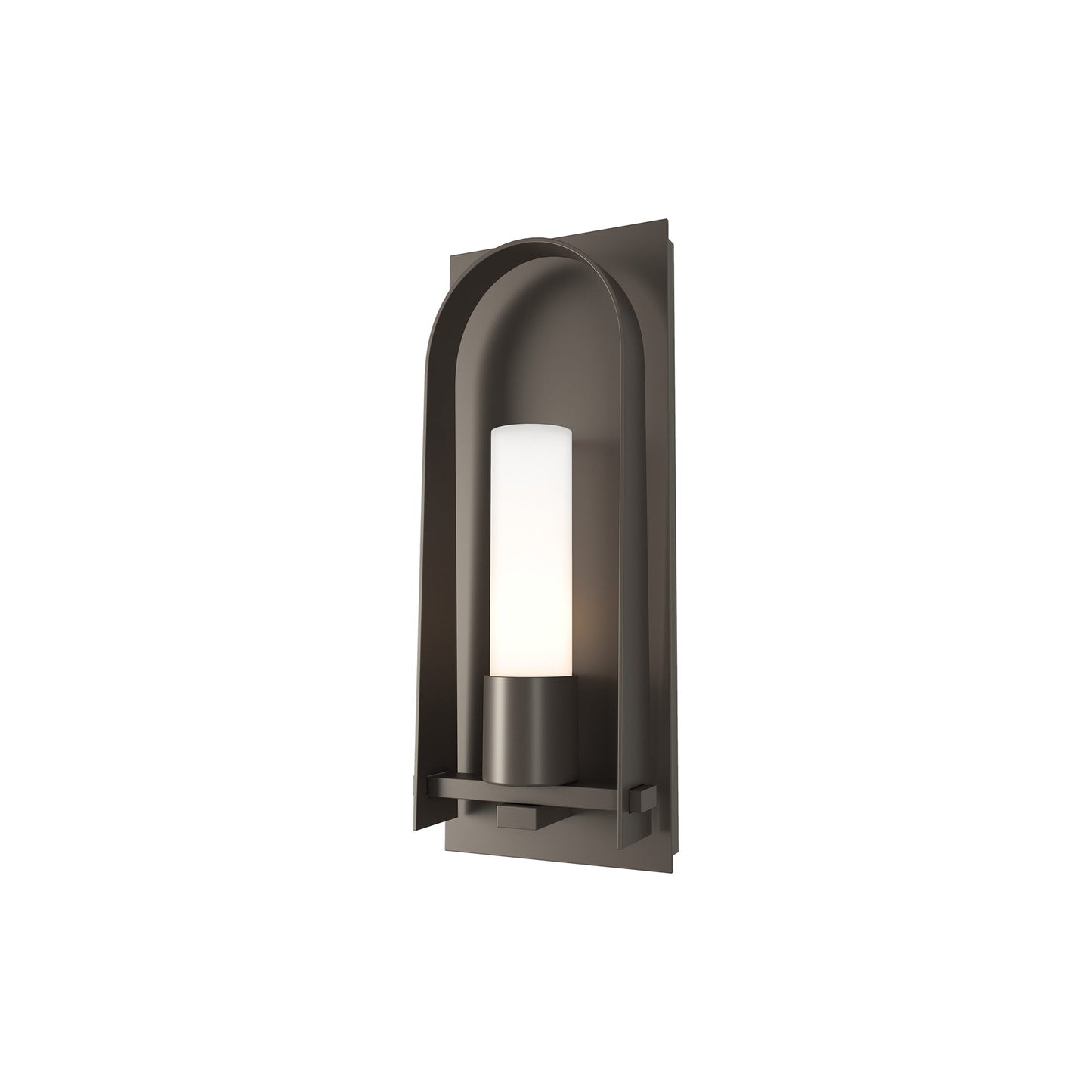 Triomphe Outdoor Wall Light in Coastal Dark Smoke/Opal Glass (16-Inch).