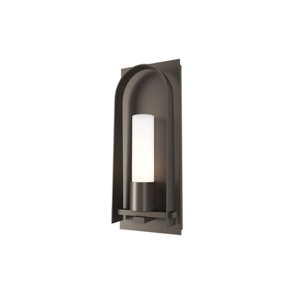 Triomphe Outdoor Wall Light in Coastal Dark Smoke/Opal Glass (16-Inch).
