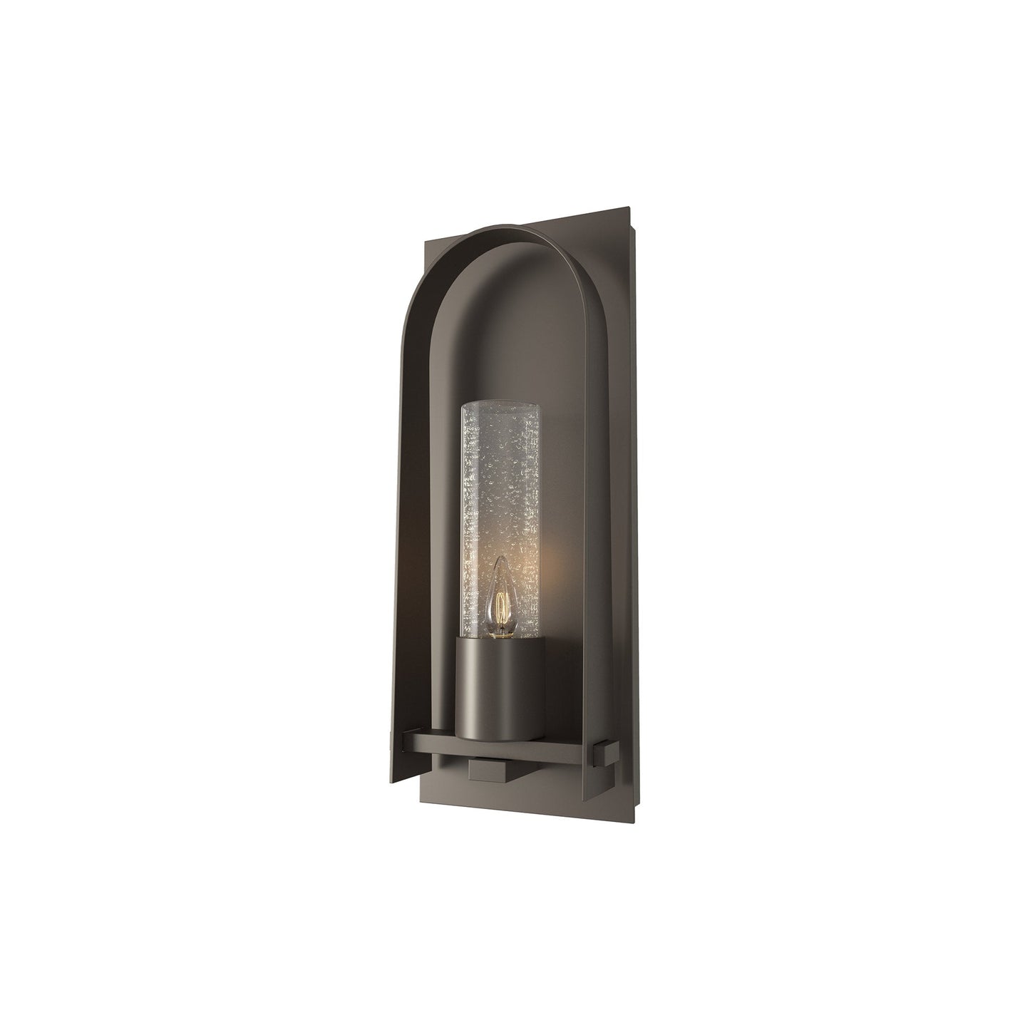 Triomphe Outdoor Wall Light in Coastal Dark Smoke/Seeded Clear Glass (16-Inch).