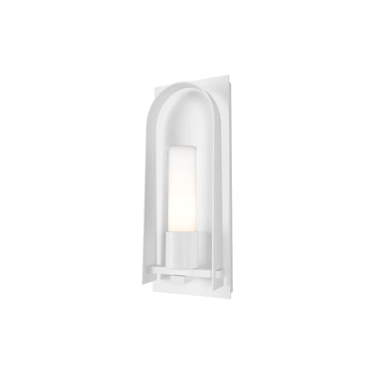 Triomphe Outdoor Wall Light in Coastal White/Opal Glass (16-Inch).