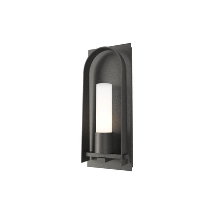 Triomphe Outdoor Wall Light in Natural Iron/Opal Glass (16-Inch).