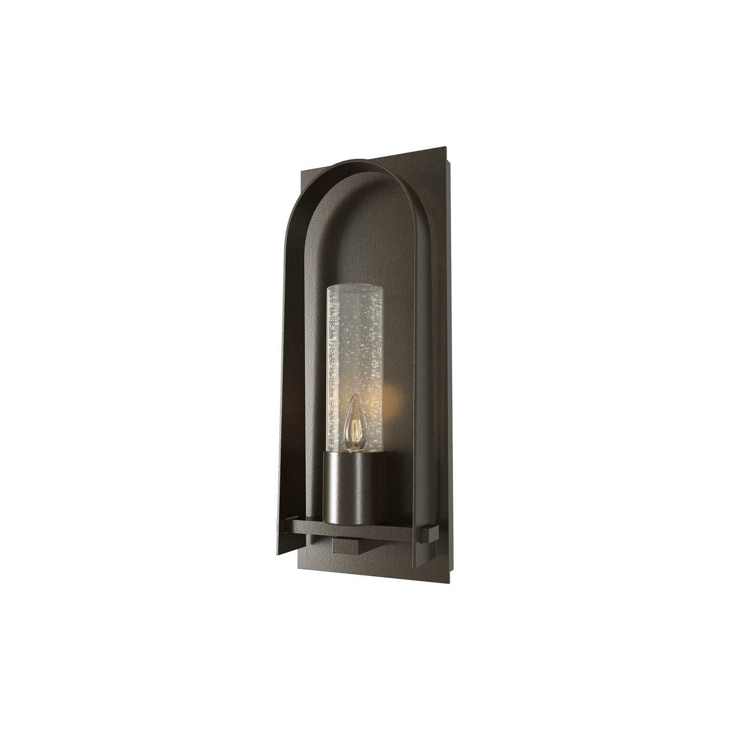 Triomphe Outdoor Wall Light in Oil Rubbed Bronze/Seeded Clear Glass (16-Inch).