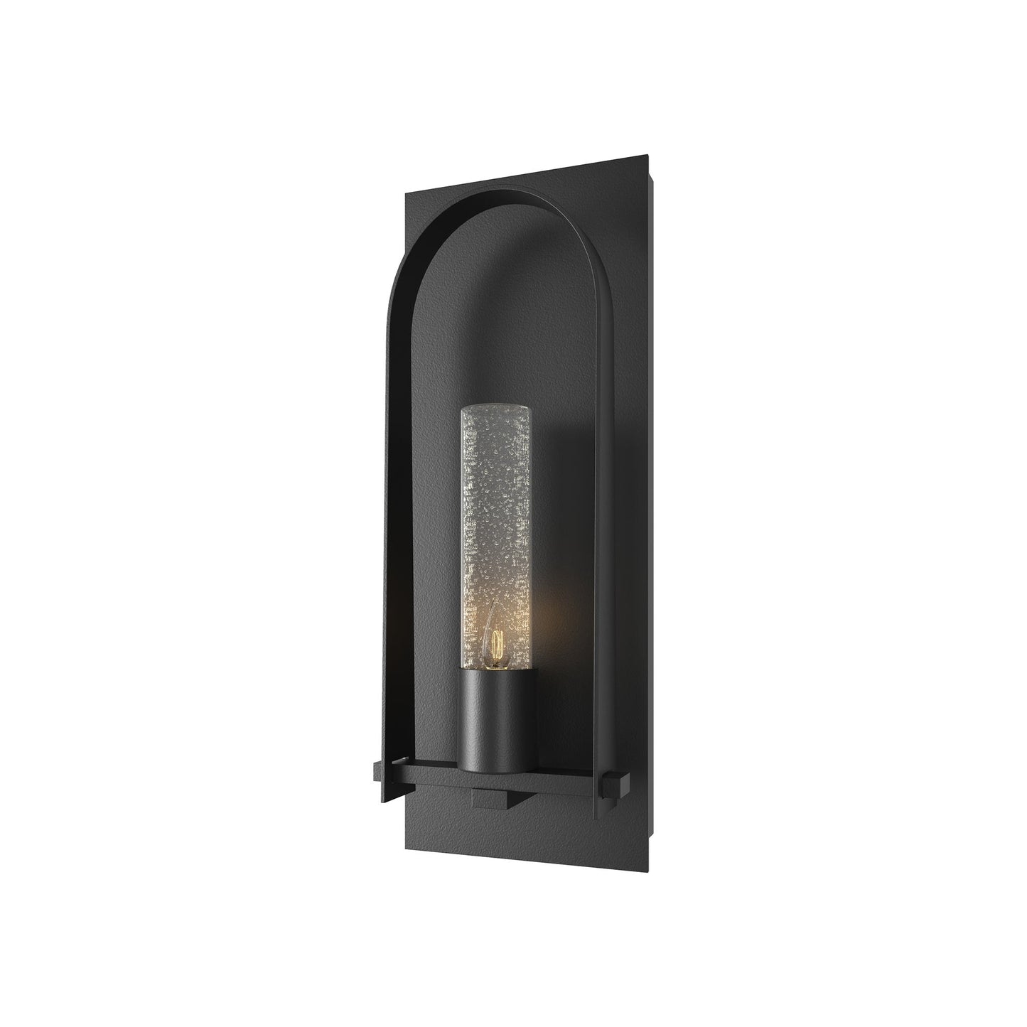 Triomphe Outdoor Wall Light in Coastal Black/Seeded Clear Glass (24-Inch).