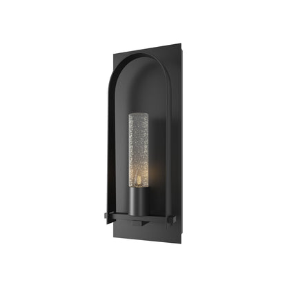 Triomphe Outdoor Wall Light in Coastal Black/Seeded Clear Glass (24-Inch).