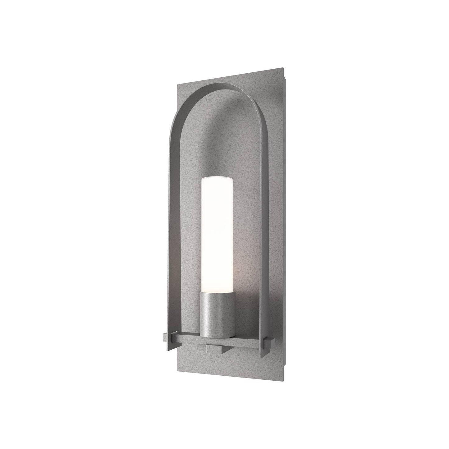 Triomphe Outdoor Wall Light in Coastal Burnished Steel/Opal Glass (24-Inch).
