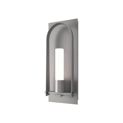 Triomphe Outdoor Wall Light in Coastal Burnished Steel/Opal Glass (24-Inch).
